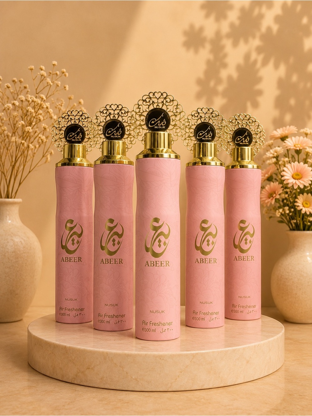 Abeer Pink & Gold Floral Air Freshener Spray